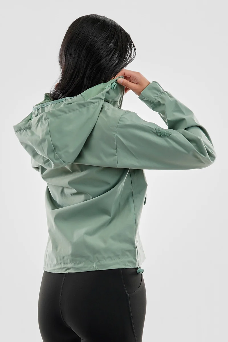 Cropped Coated Microfibre Lightweight Jacket - Olive - Image 3