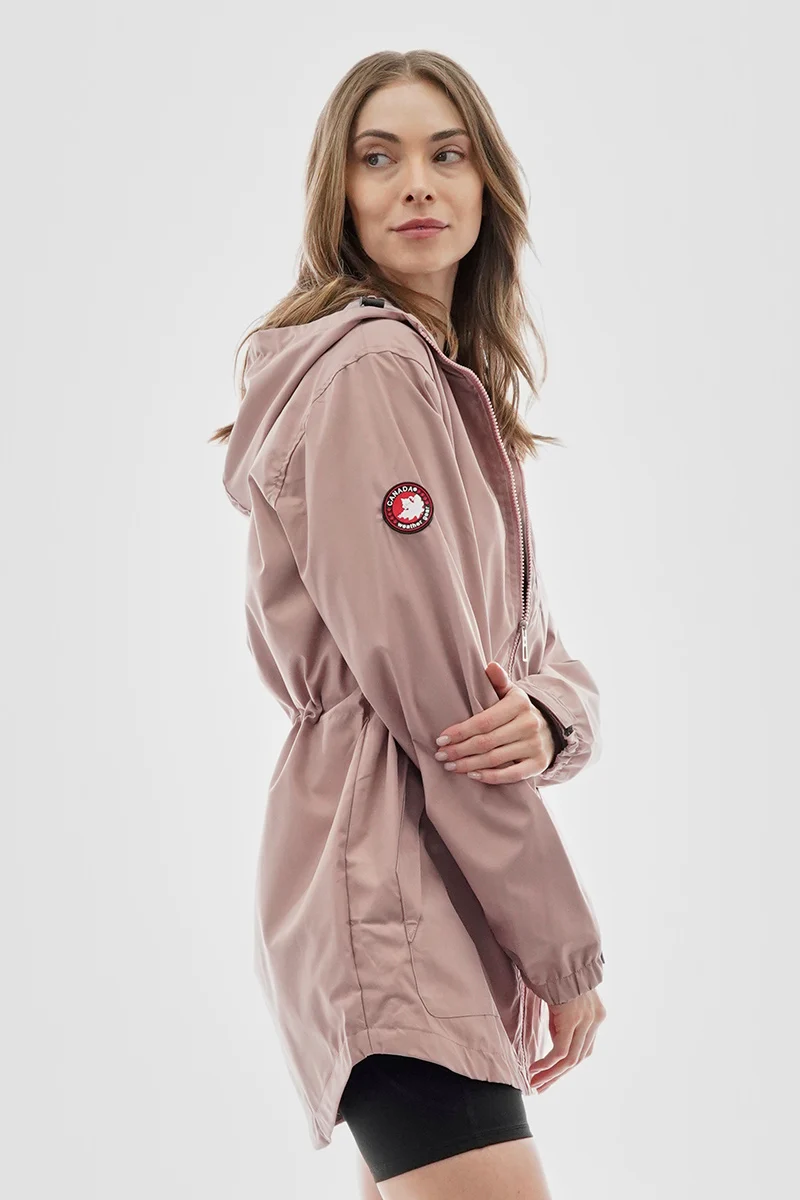 Coated Microfiber Hooded Lightweight Jacket - Pink - Image 2
