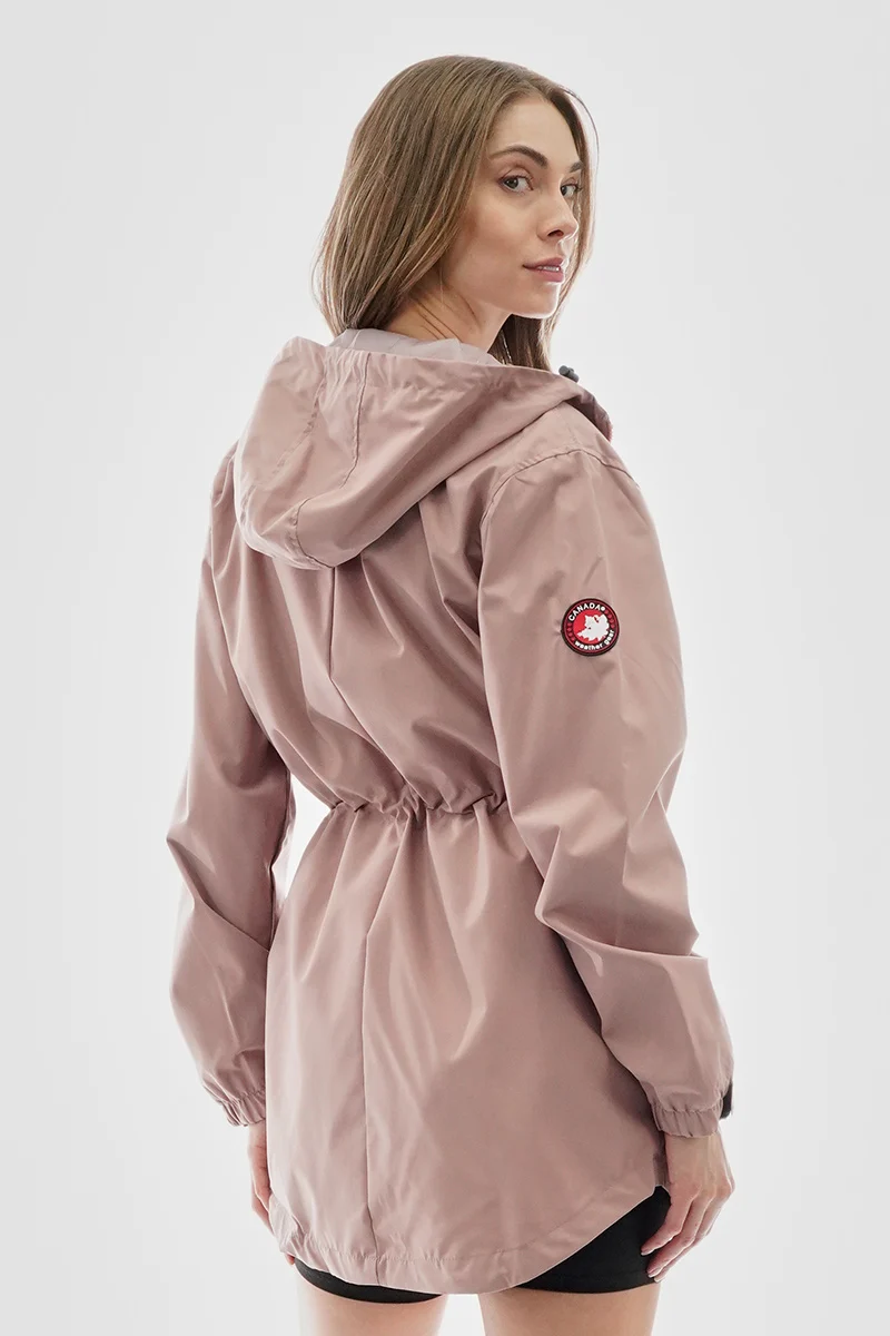 Coated Microfiber Hooded Lightweight Jacket - Pink - Image 3