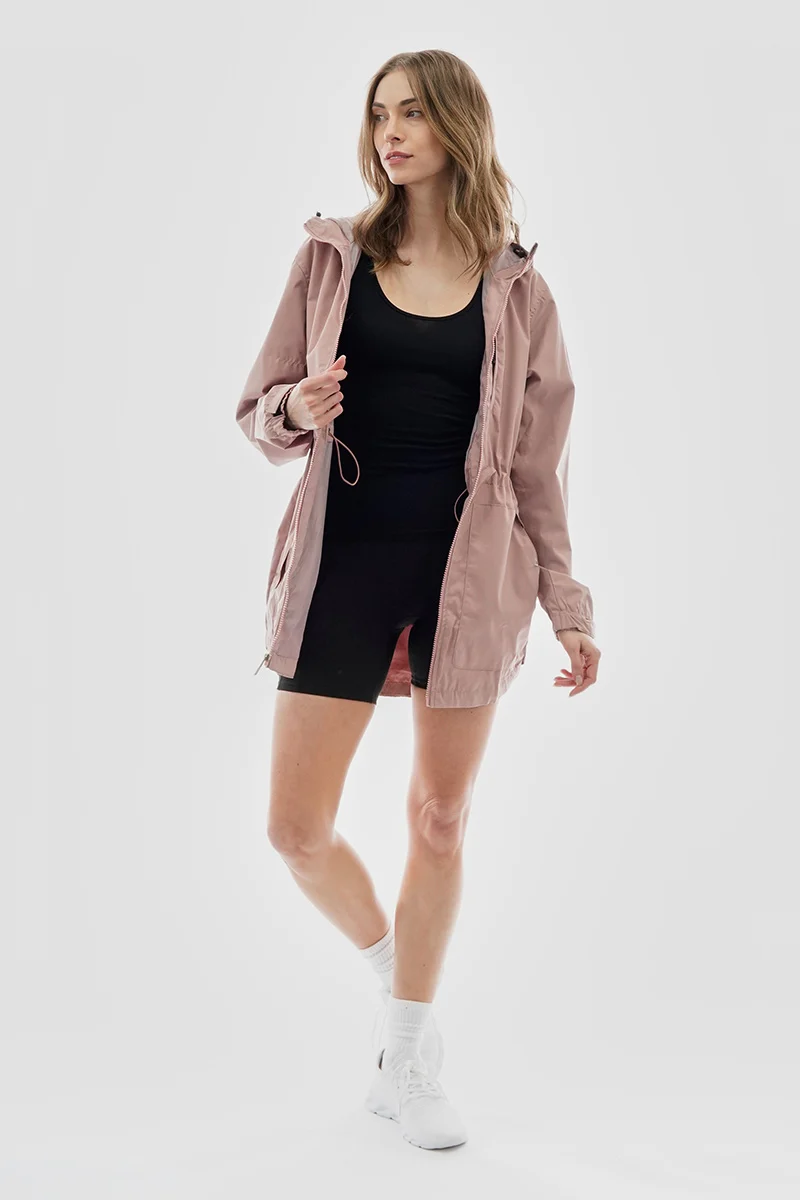 Coated Microfiber Hooded Lightweight Jacket - Pink - Image 5