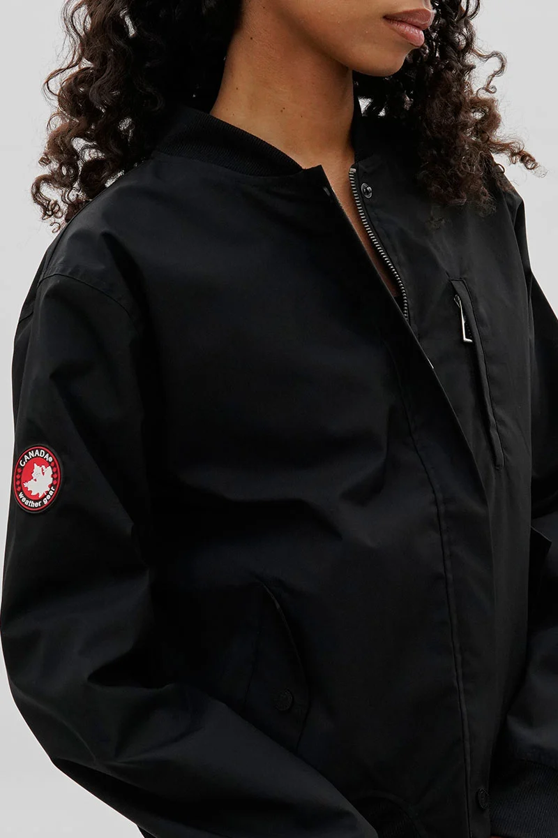Basic Zip Up Bomber Lightweight Jacket - Black - Image 4