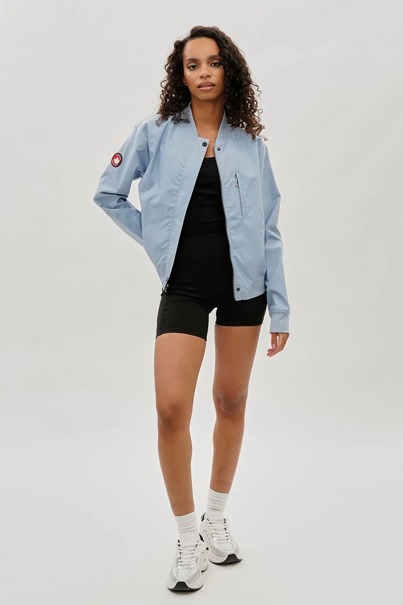 Basic Zip Up Bomber Lightweight Jacket - Blue - Image 5
