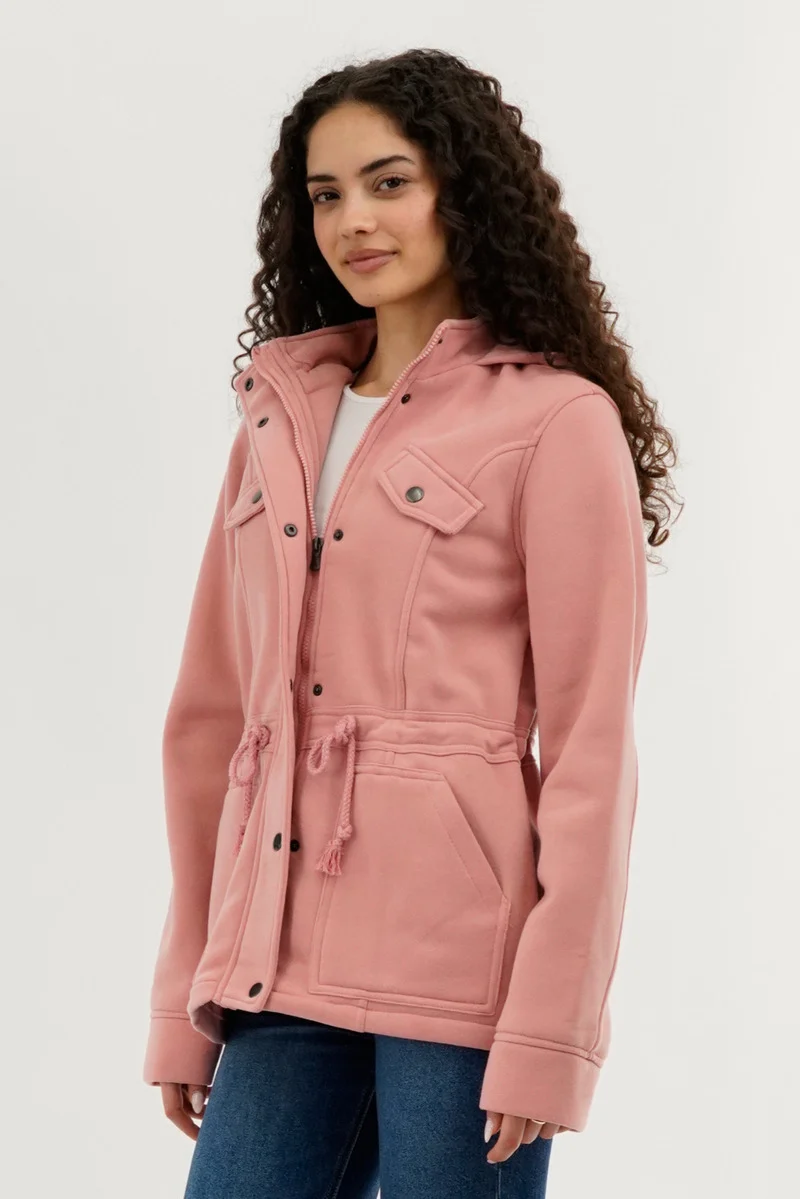 Fleece Utility Pocket Lightweight Jacket - Pink - Image 2