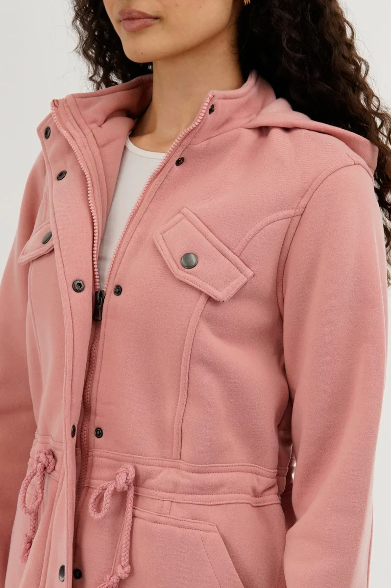 Fleece Utility Pocket Lightweight Jacket - Pink - Image 4