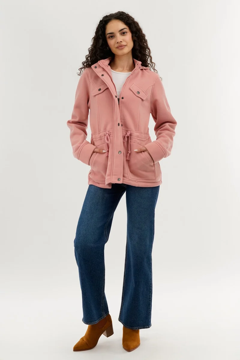 Fleece Utility Pocket Lightweight Jacket - Pink - Image 5