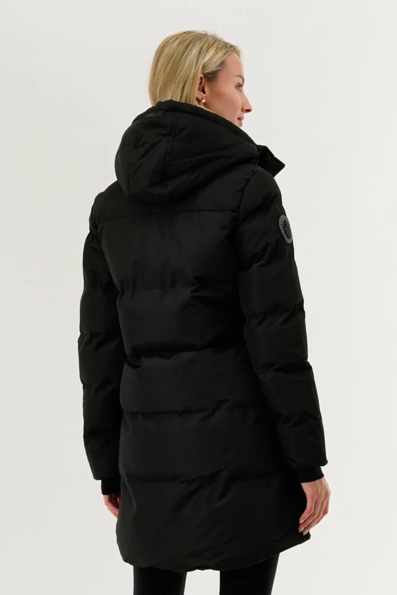 Colour Block Puffer Parka Jacket - Black - Image 3