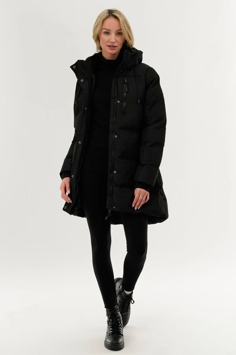 Colour Block Puffer Parka Jacket - Black - Image 5