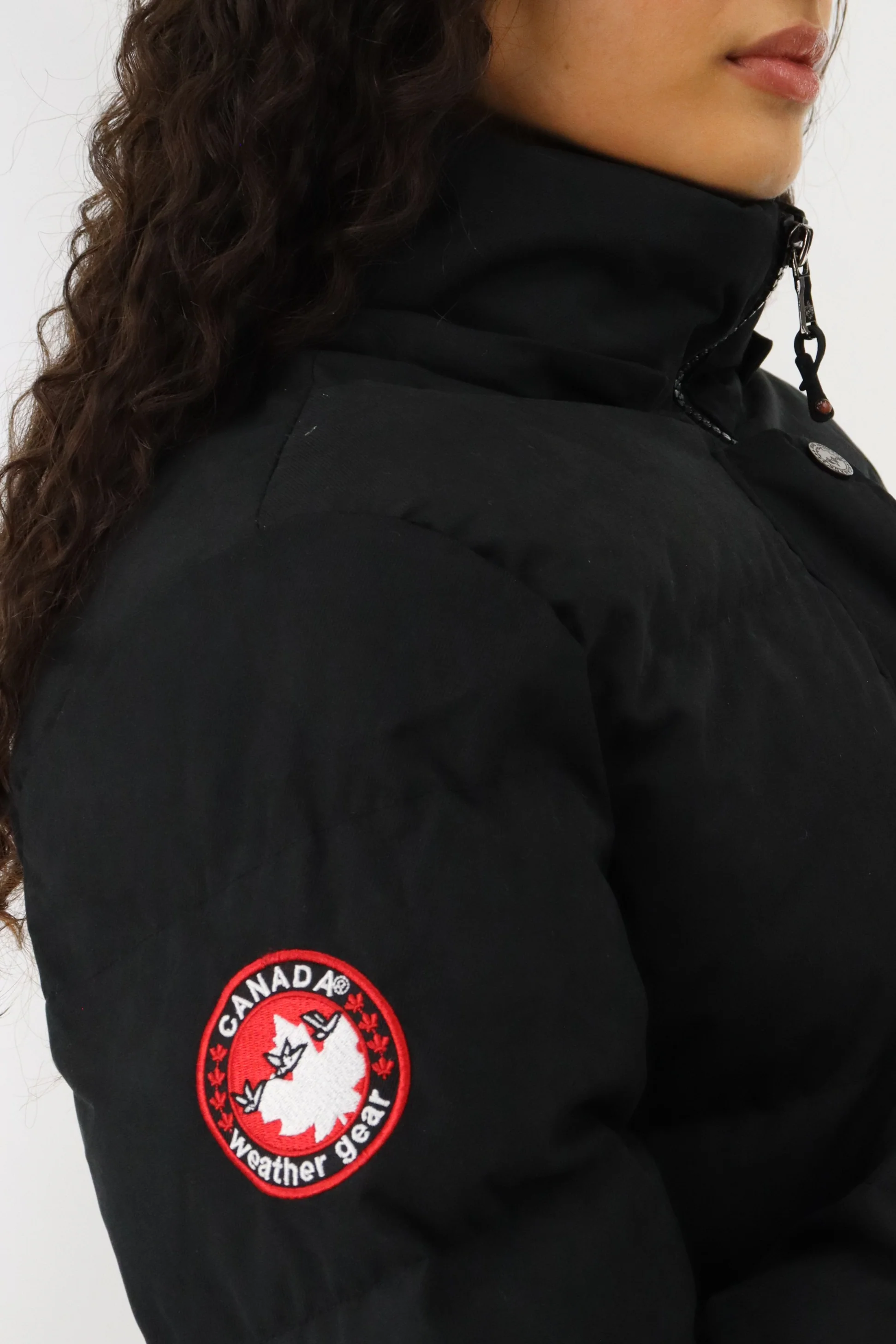 Hip Length Quilted Parka Jacket - Black - Image 4