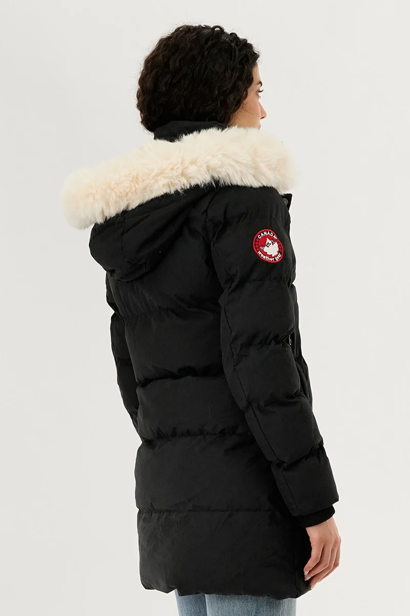 Hip Length Parka Jacket - Black - Image 3