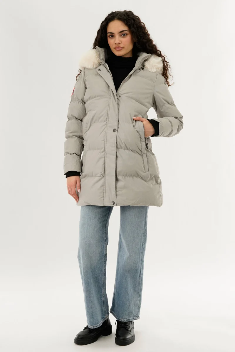 Hip Length Parka Jacket - Grey - Image 5