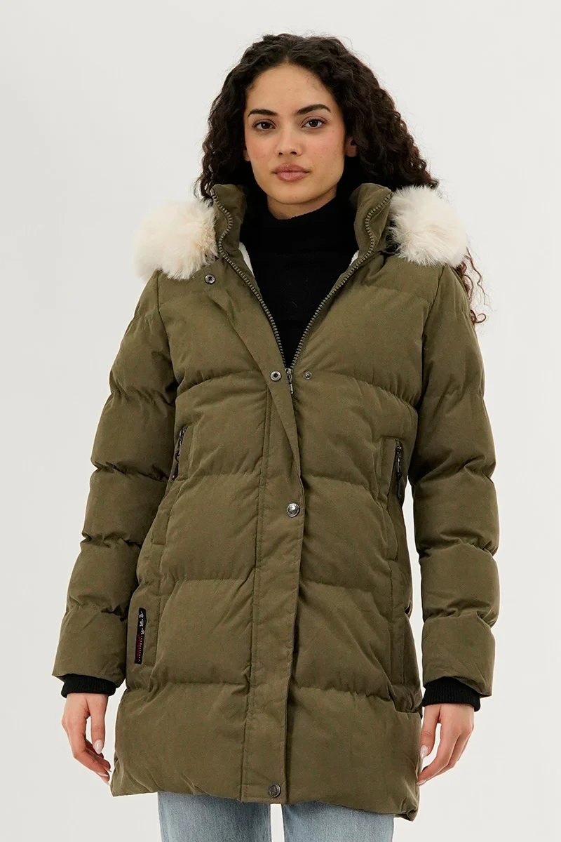 Hip Length Parka Jacket - Green