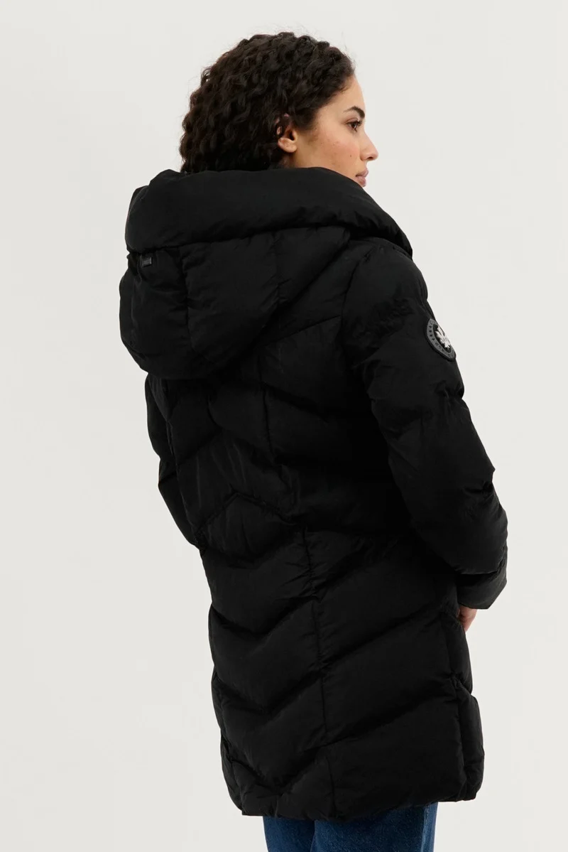 Chevron Quilted Parka Jacket - Black - Image 3
