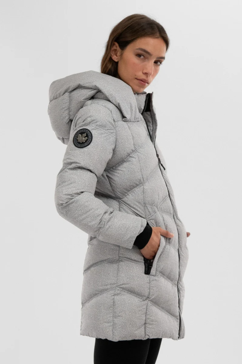 Chevron Quilted Parka Jacket - Grey - Image 2