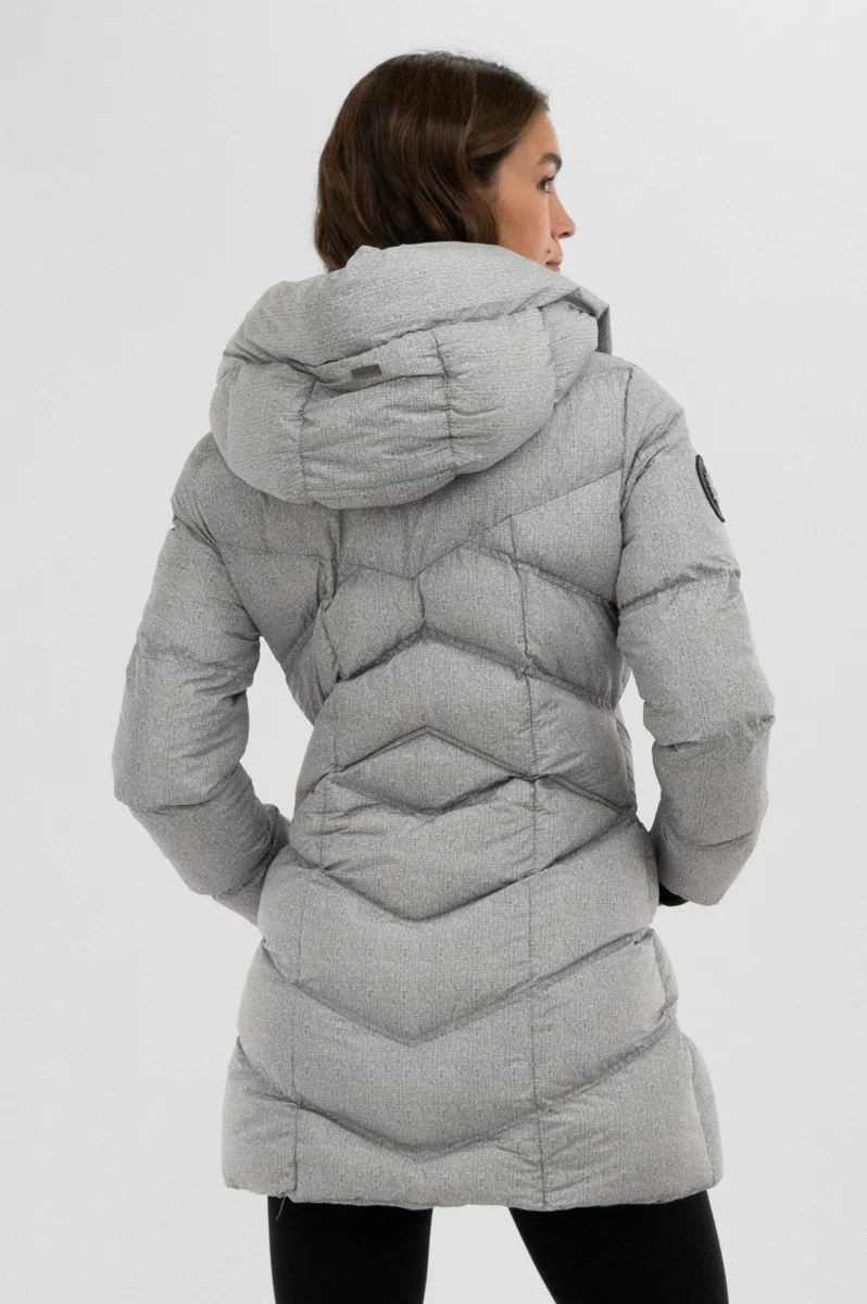 Chevron Quilted Parka Jacket - Grey - Image 3
