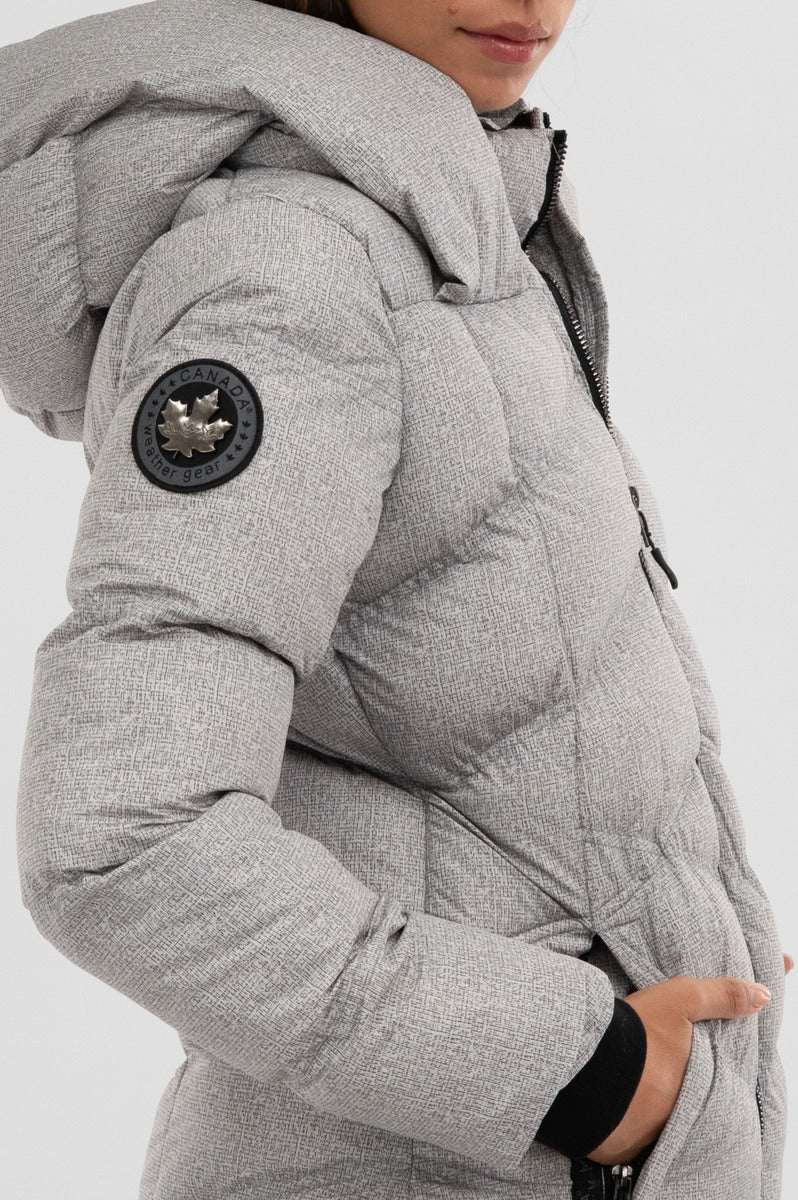 Chevron Quilted Parka Jacket - Grey - Image 4