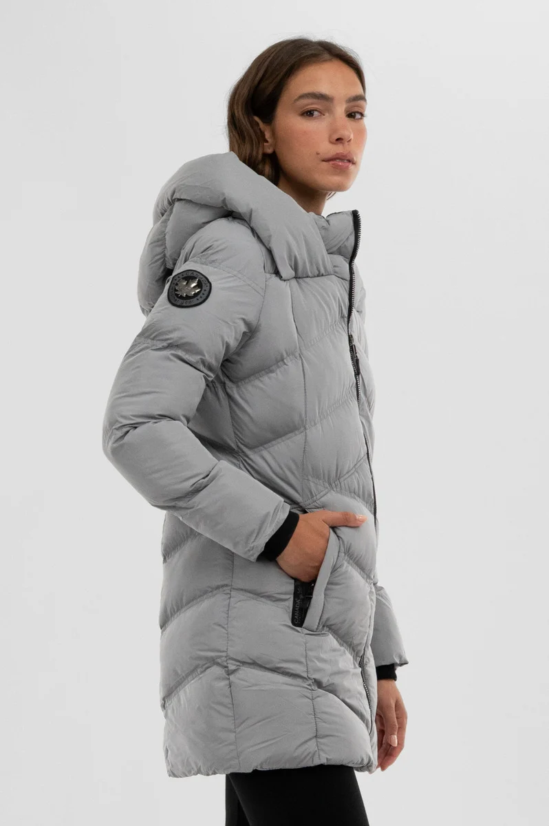 Chevron Quilted Parka Jacket - Grey - Image 2