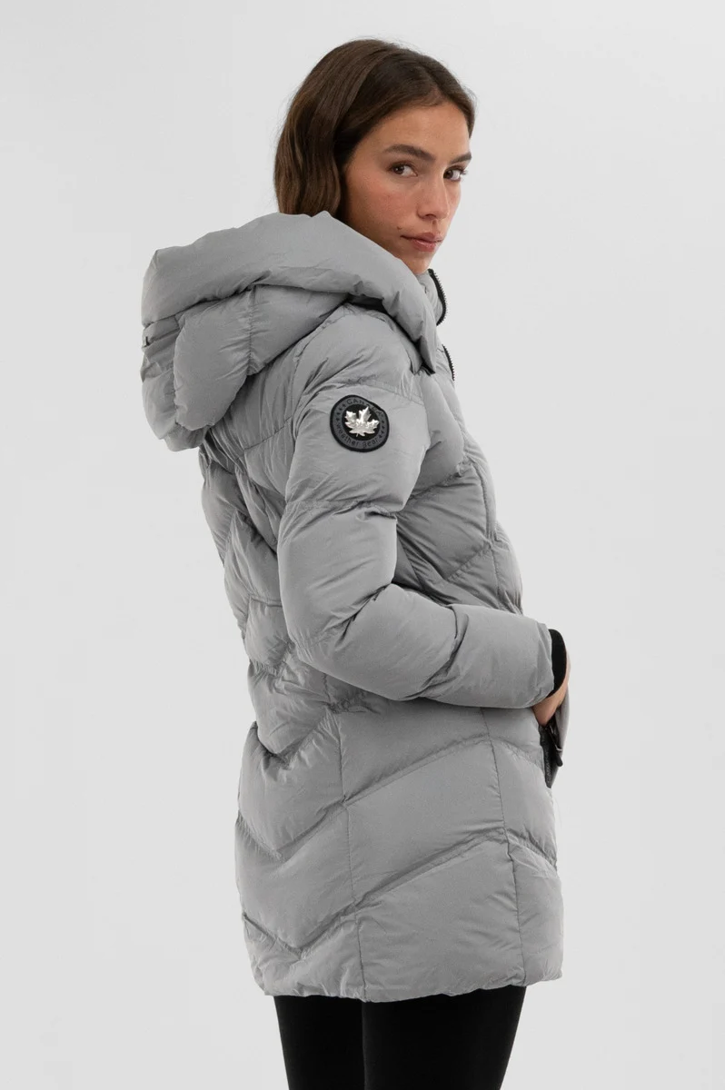 Chevron Quilted Parka Jacket - Grey - Image 3