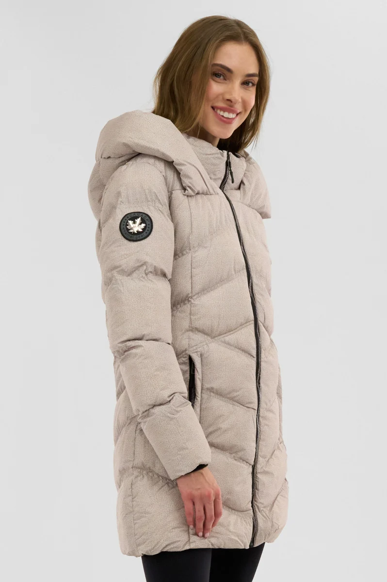 Chevron Quilted Parka Jacket - Cream - Image 2