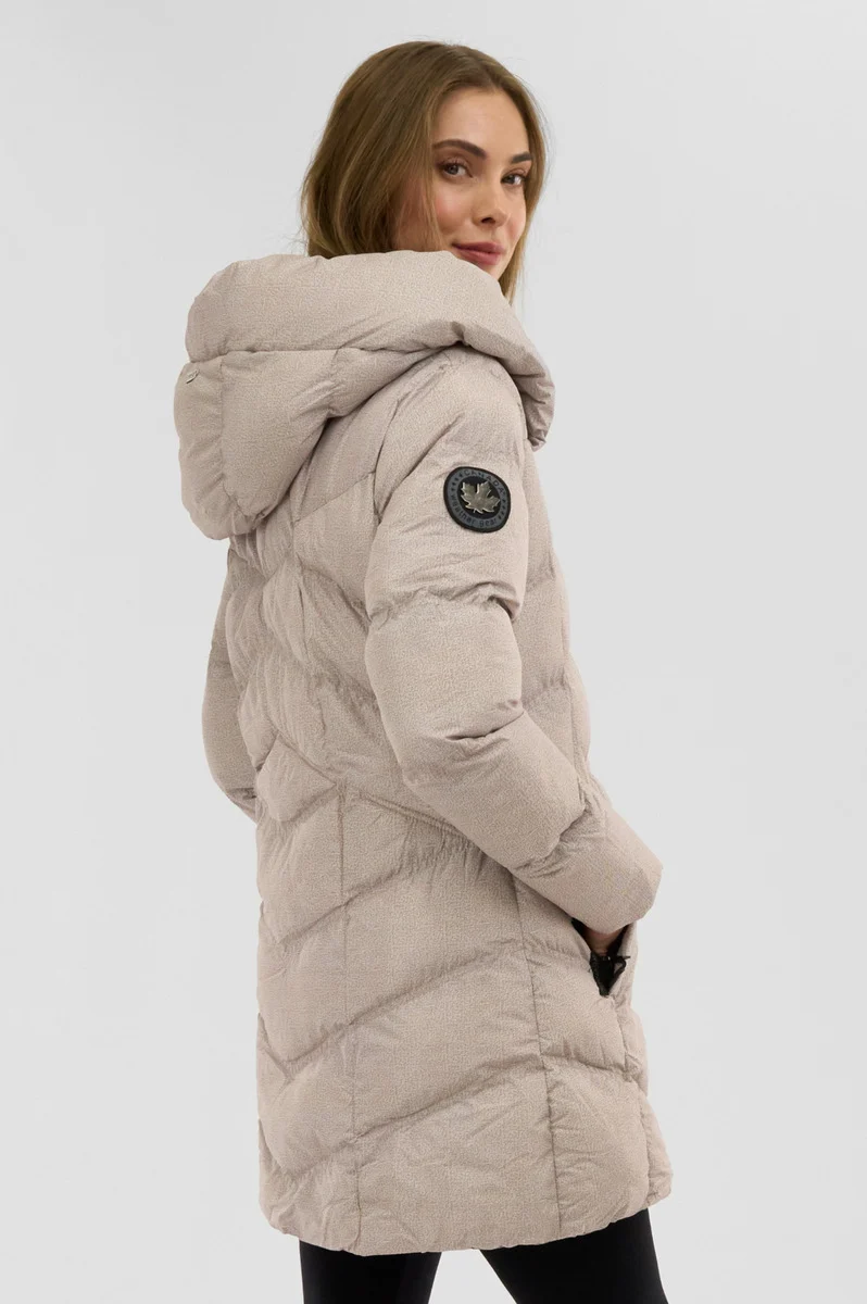 Chevron Quilted Parka Jacket - Cream - Image 3