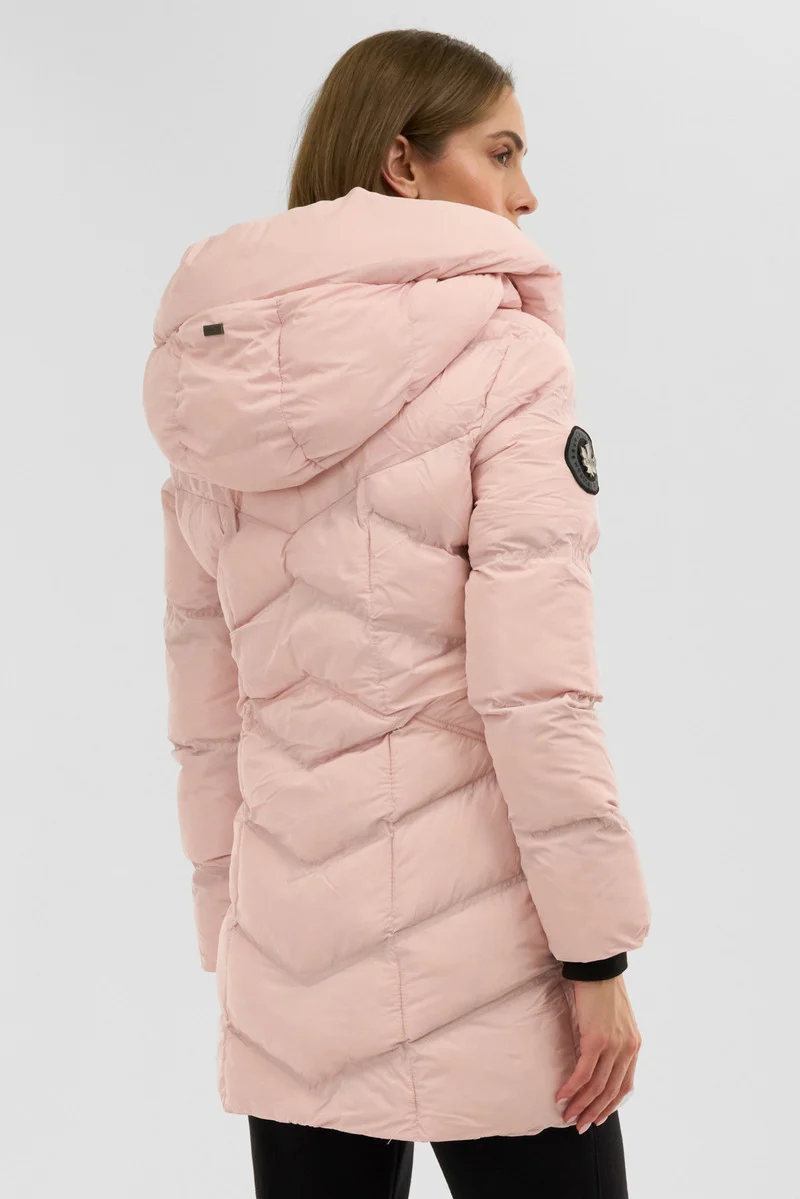 Chevron Quilted Parka Jacket - Pink - Image 3