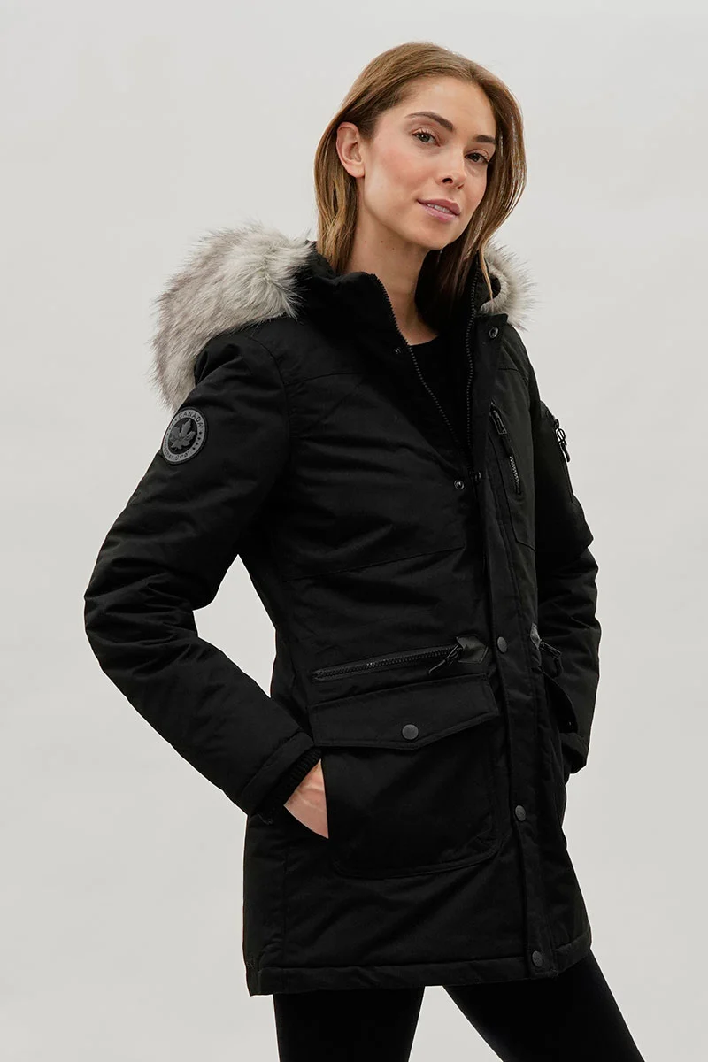 Faux Fur Lined Parka Jacket - Black - Image 2