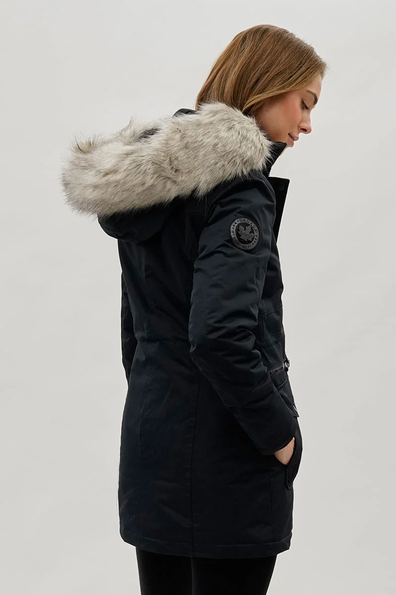 Faux Fur Lined Parka Jacket - Navy - Image 3