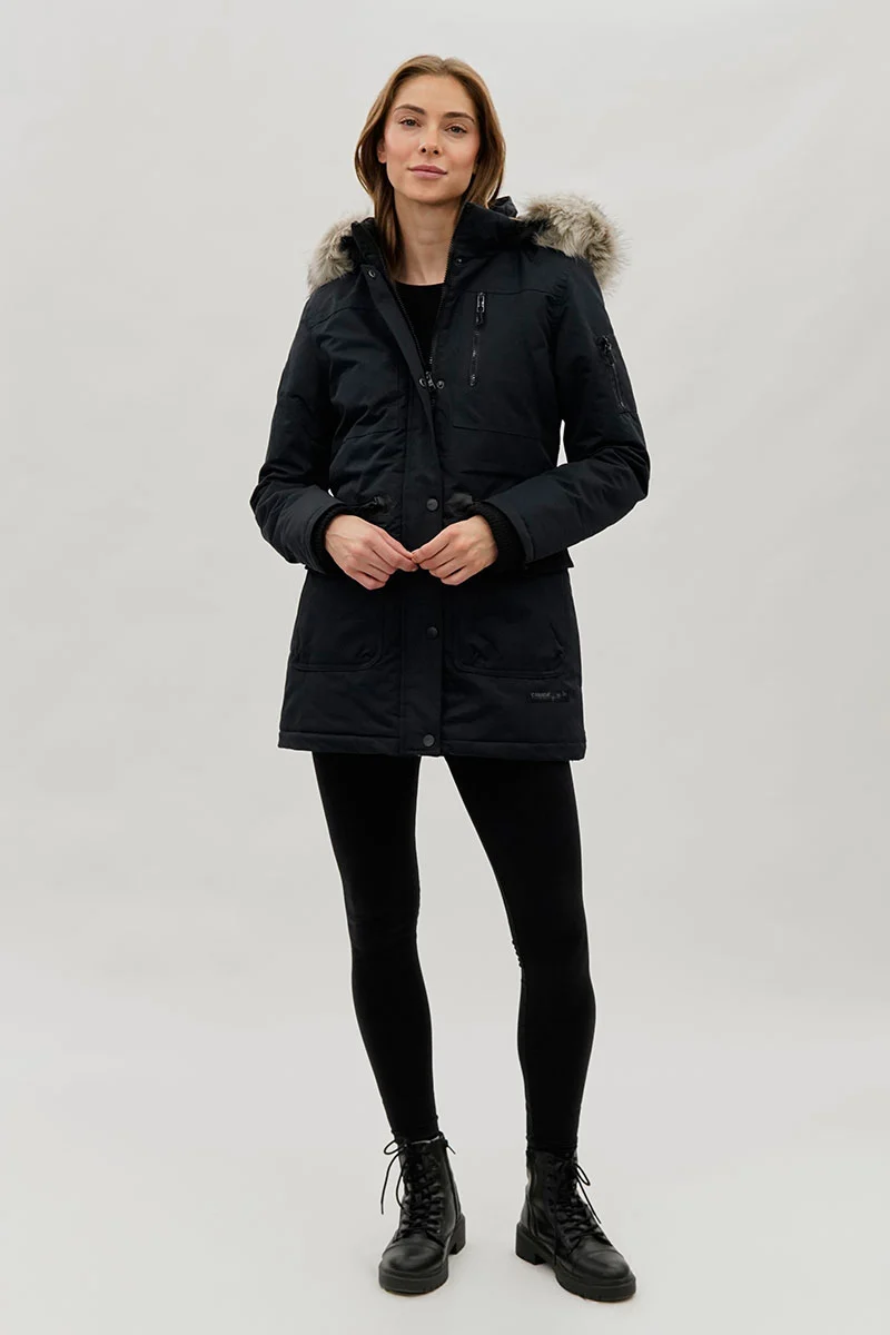 Faux Fur Lined Parka Jacket - Navy - Image 5