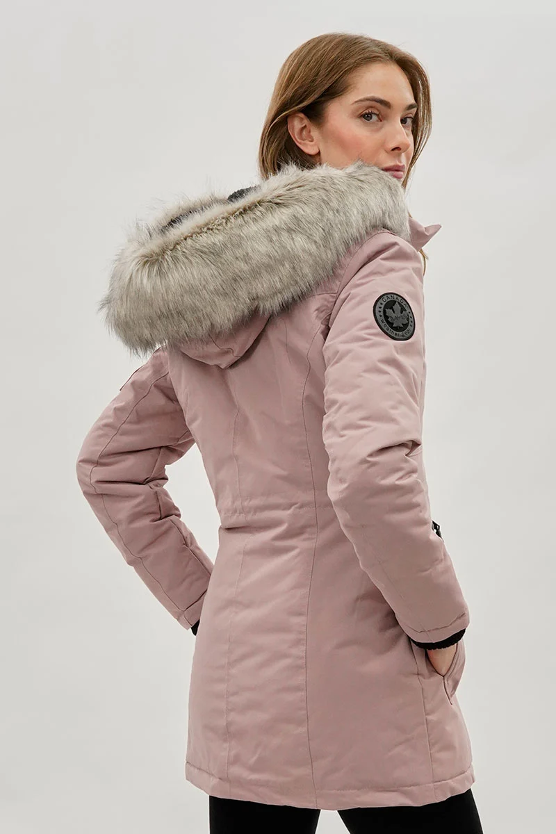 Faux Fur Lined Parka Jacket - Pink - Image 3