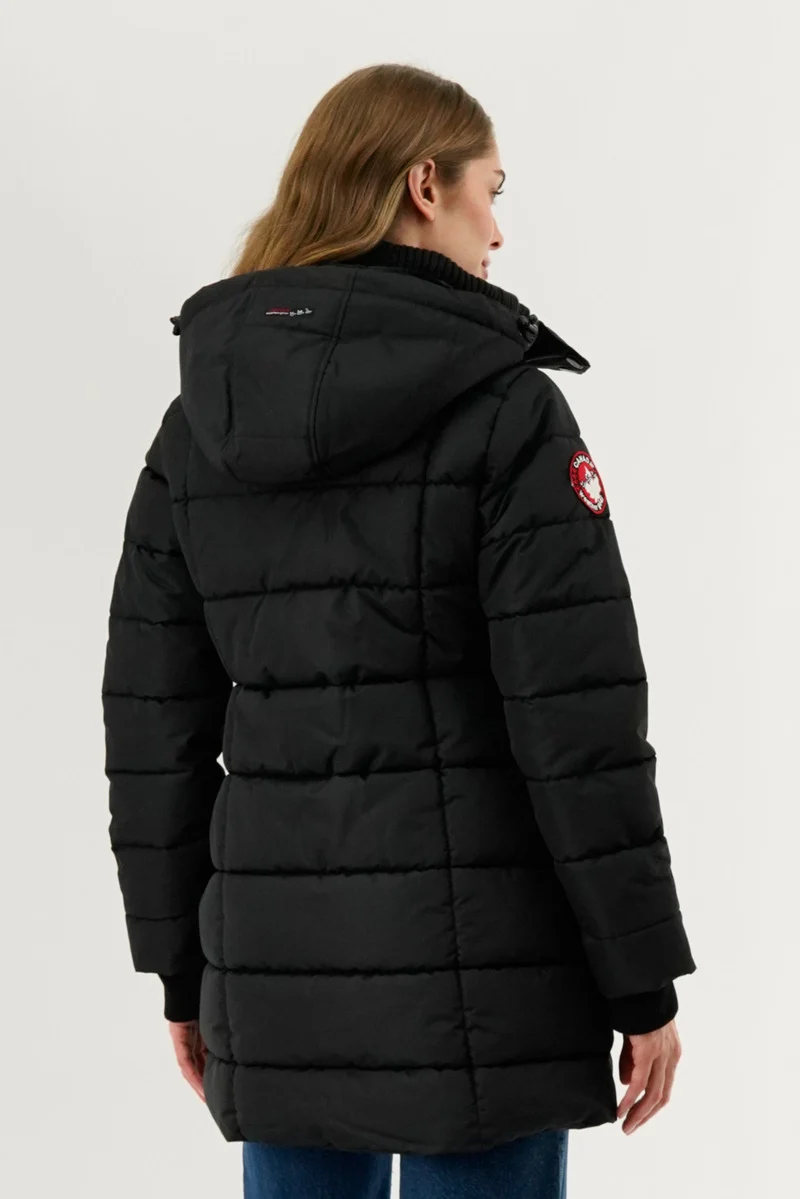 Square Quilted Parka Jacket - Black - Image 3