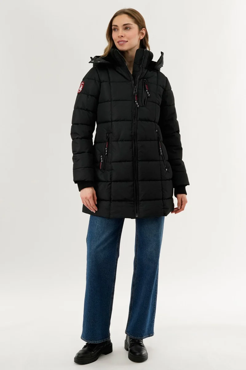 Square Quilted Parka Jacket - Black - Image 5