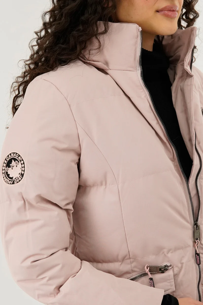 Faux Fur Lined Hood Parka Jacket - Blush - Image 4