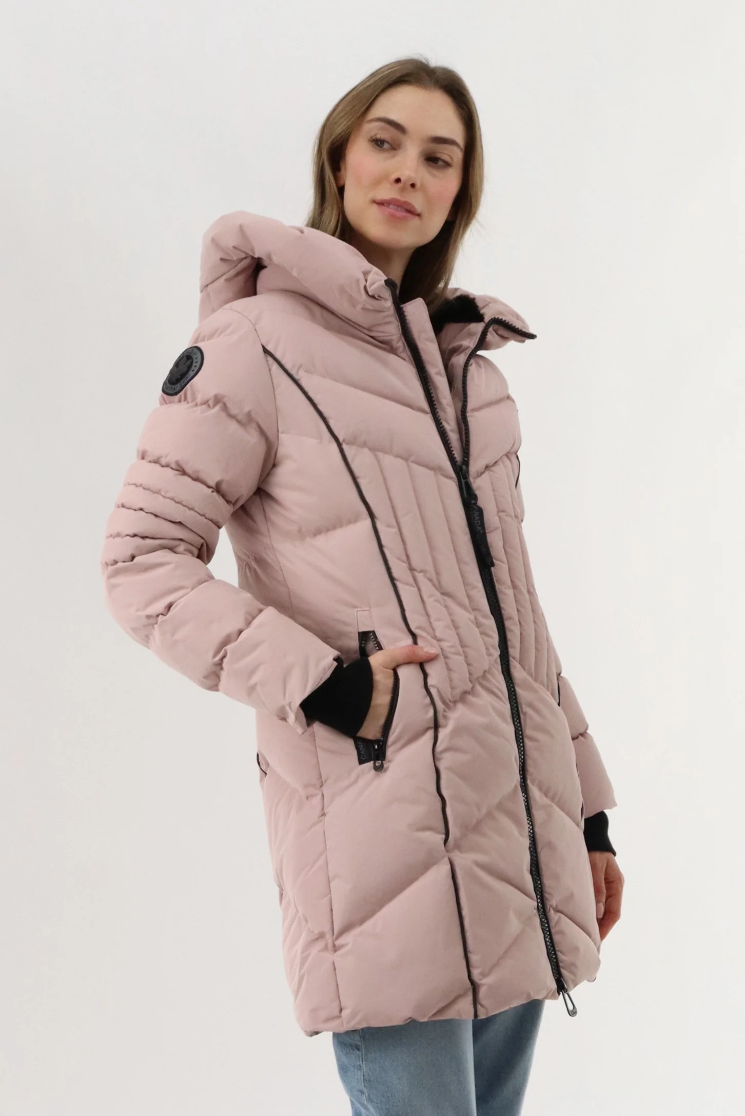 Quilted Hooded Parka Jacket - Blush - Image 2