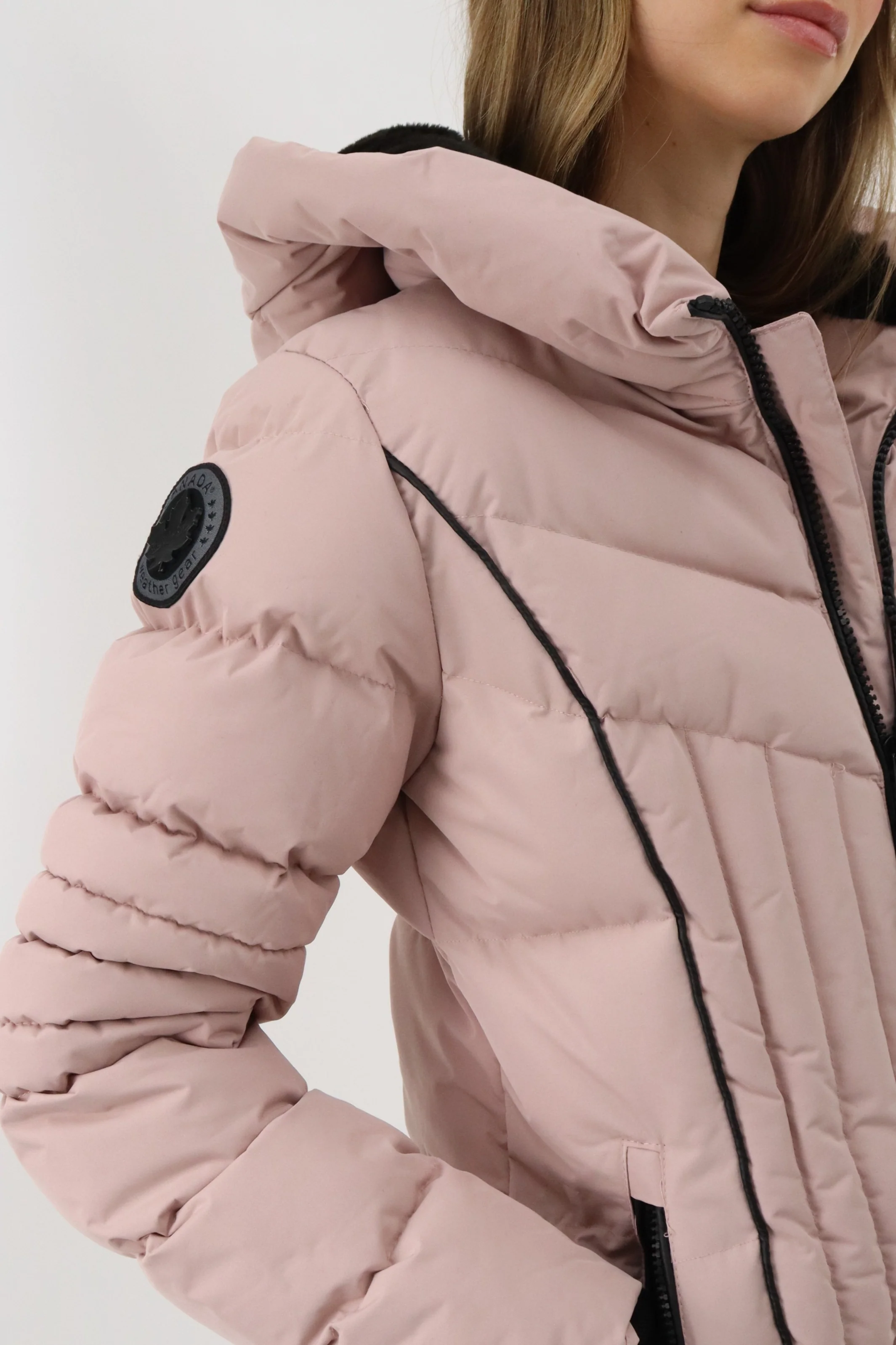 Quilted Hooded Parka Jacket - Blush - Image 4