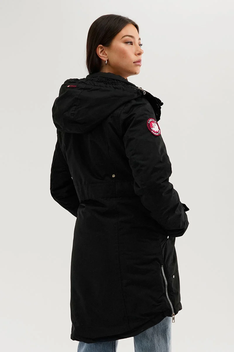 Sherpa Lined Parka Jacket - Black - Image 3