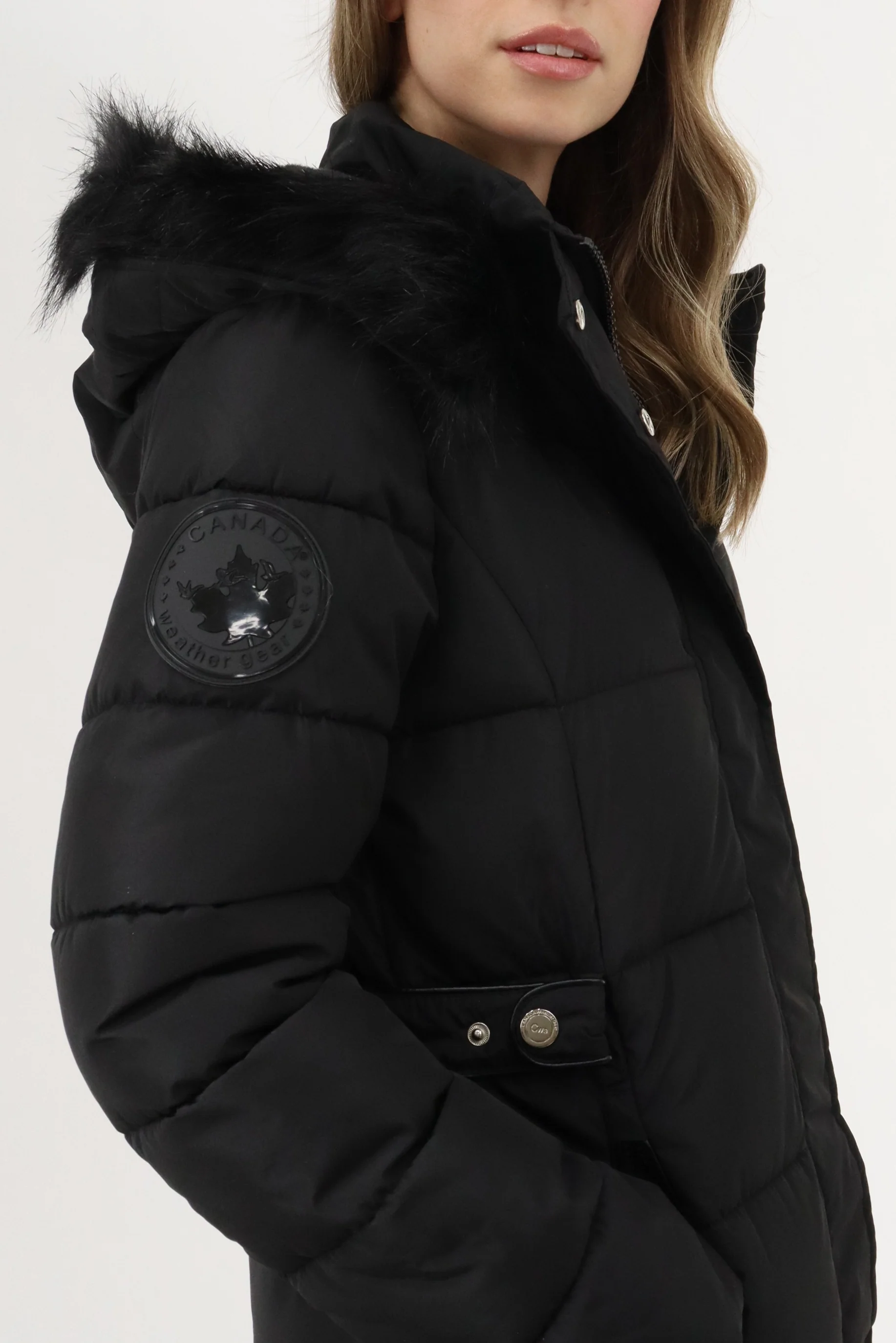 Long Faux Fur Lined Parka Jacket - Black - Image 5