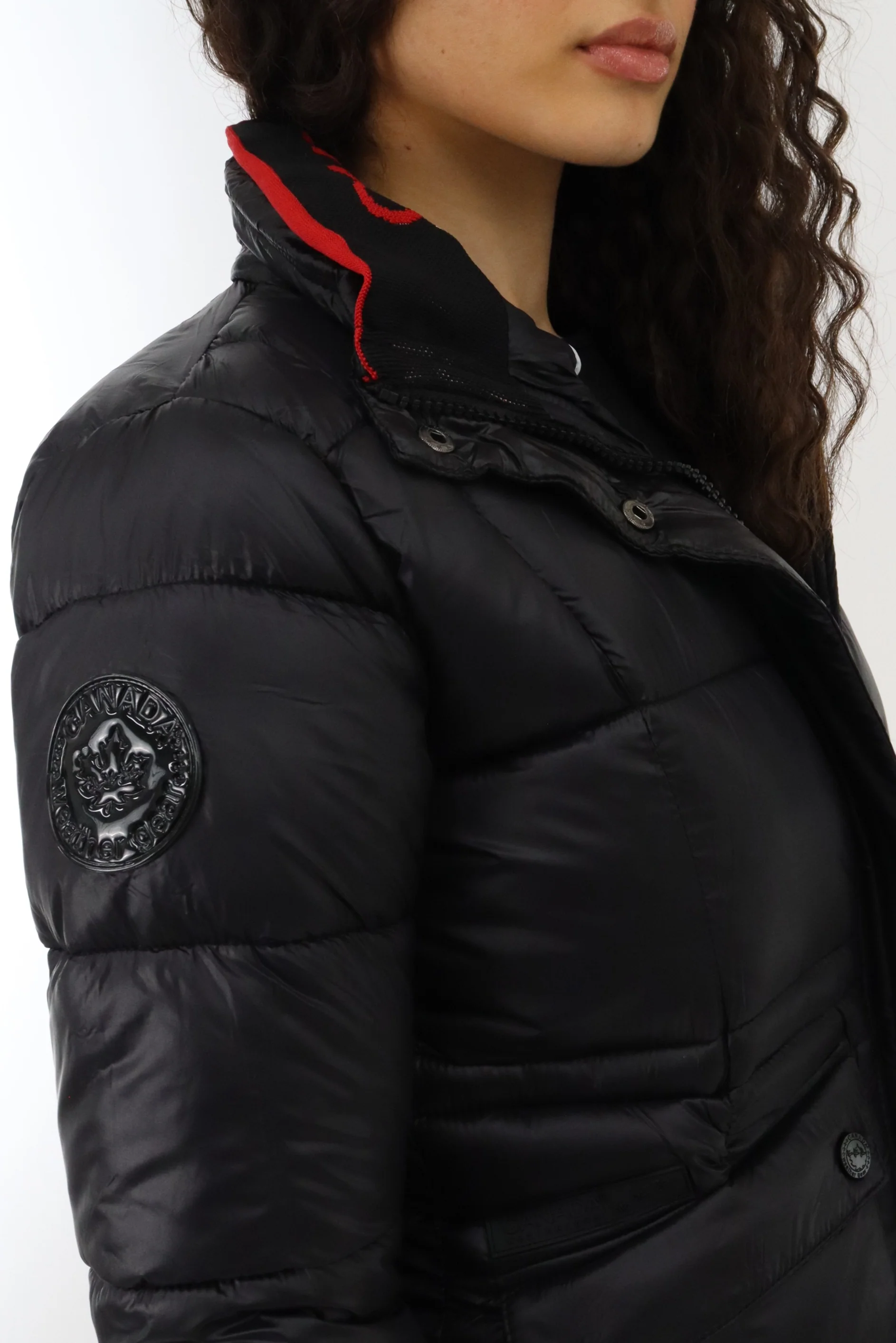 Long Shiny Quilted Parka Jacket - Black - Image 4