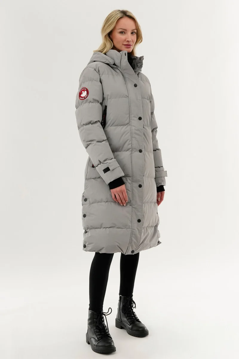 Quilted Maxi Parka Jacket - Grey - Image 2