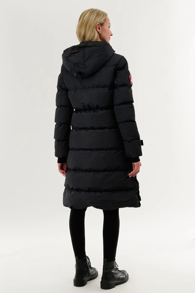 Quilted Maxi Parka Jacket - Navy - Image 3
