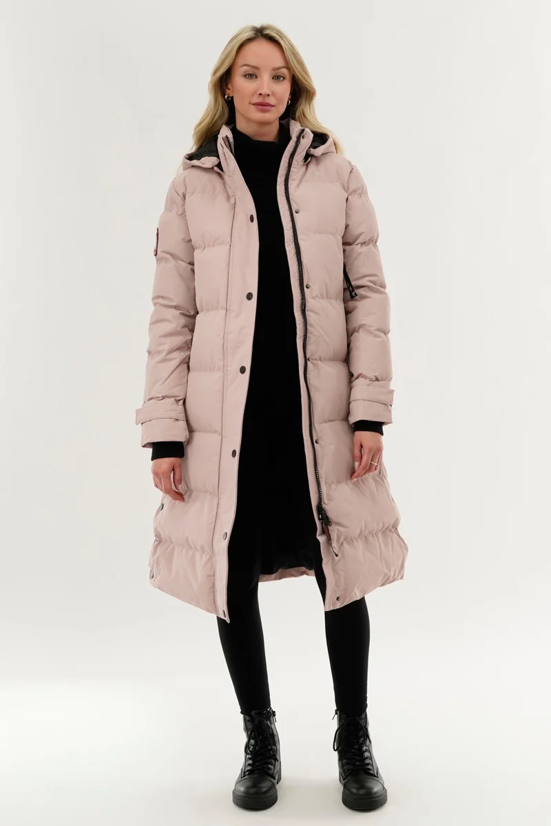 Quilted Maxi Parka Jacket - Pink - Image 5
