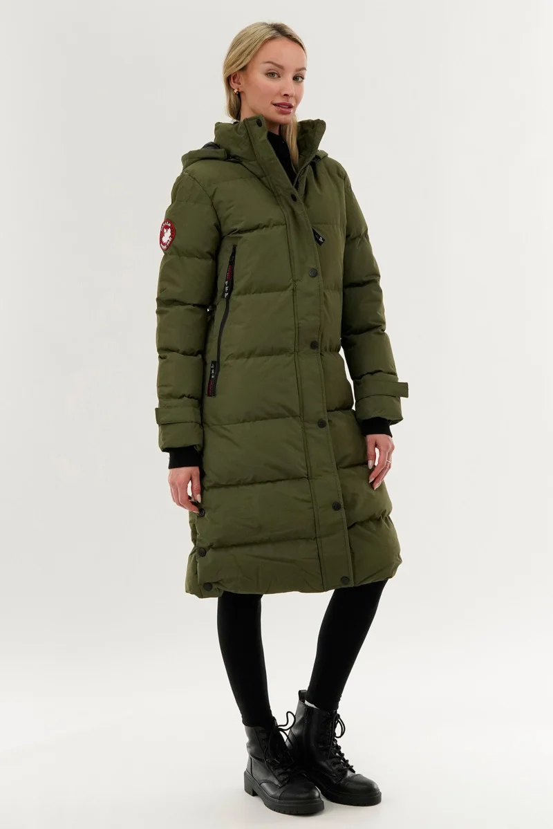 Quilted Maxi Parka Jacket - Olive - Image 2