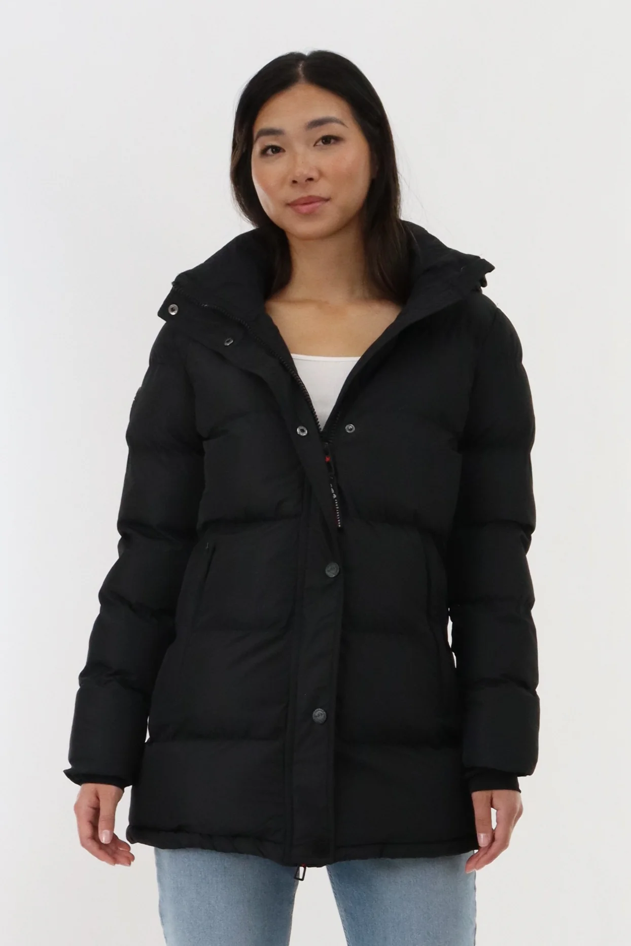Hip Length Parka Jacket - Black