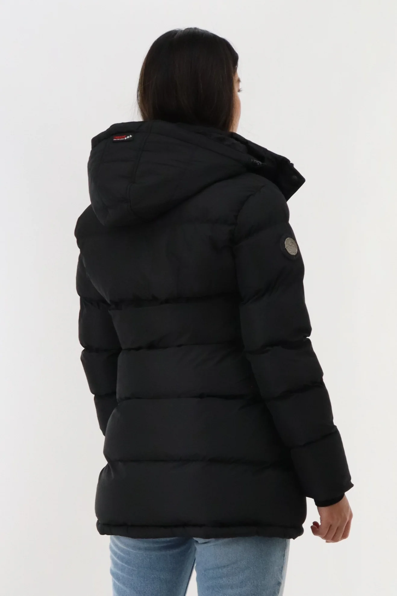 Hip Length Parka Jacket - Black - Image 3