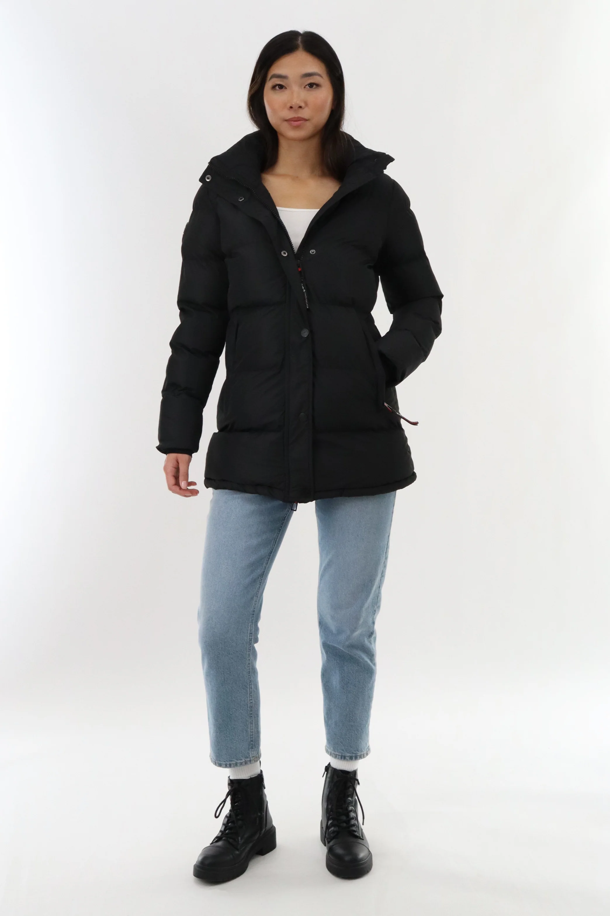Hip Length Parka Jacket - Black - Image 5