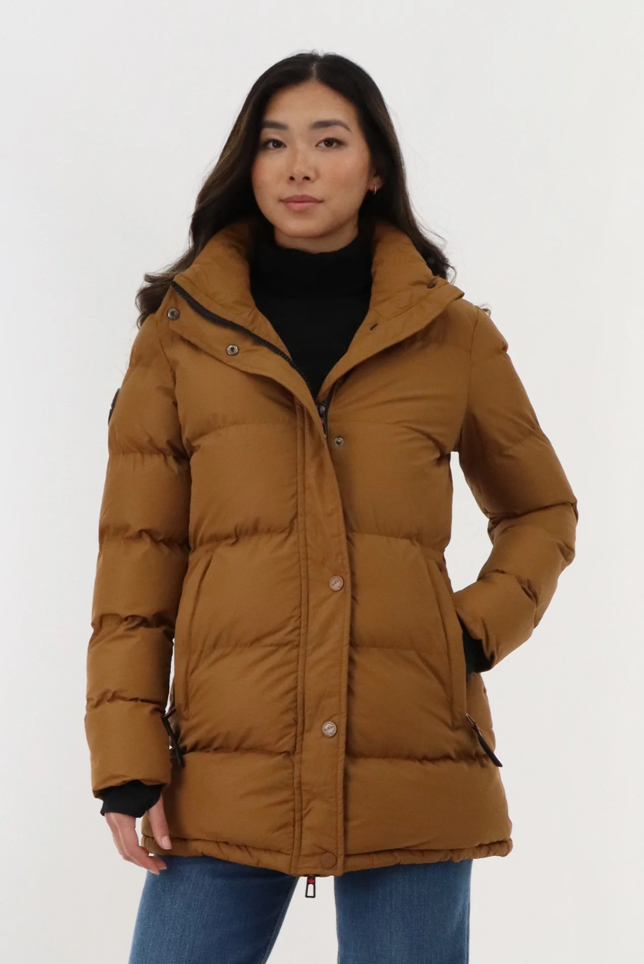 Hip Length Parka Jacket - Camel