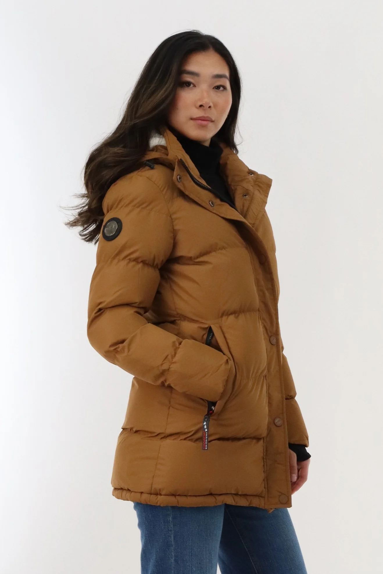 Hip Length Parka Jacket - Camel - Image 2