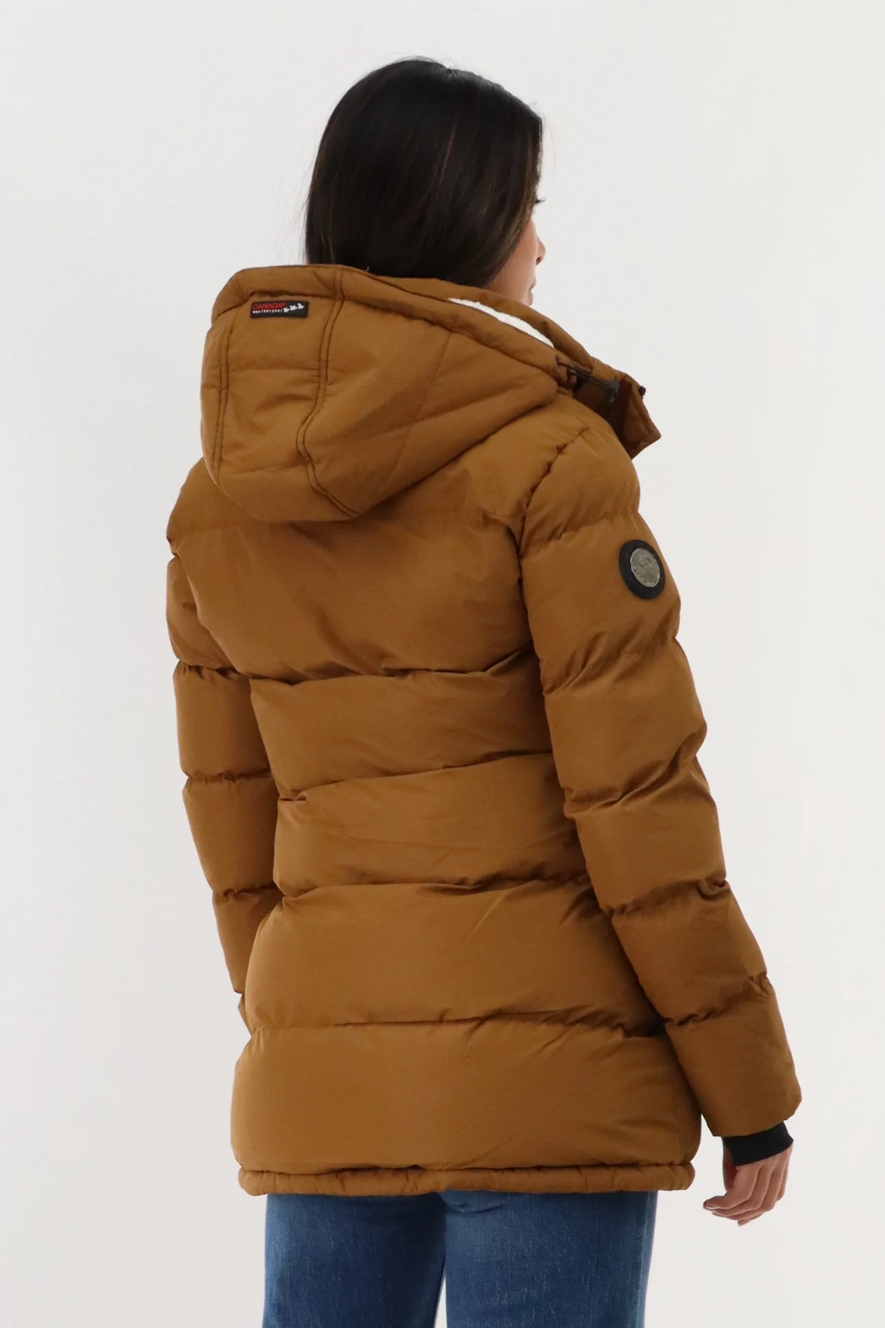 Hip Length Parka Jacket - Camel - Image 3