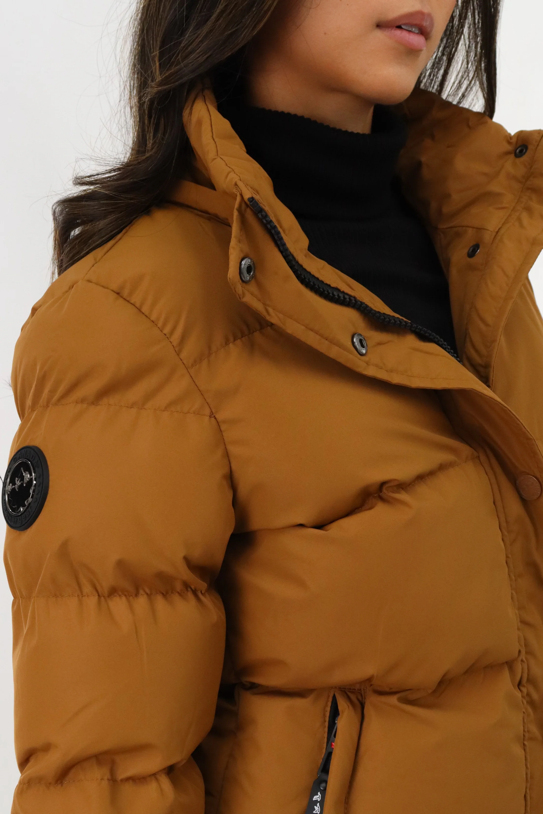 Hip Length Parka Jacket - Camel - Image 4