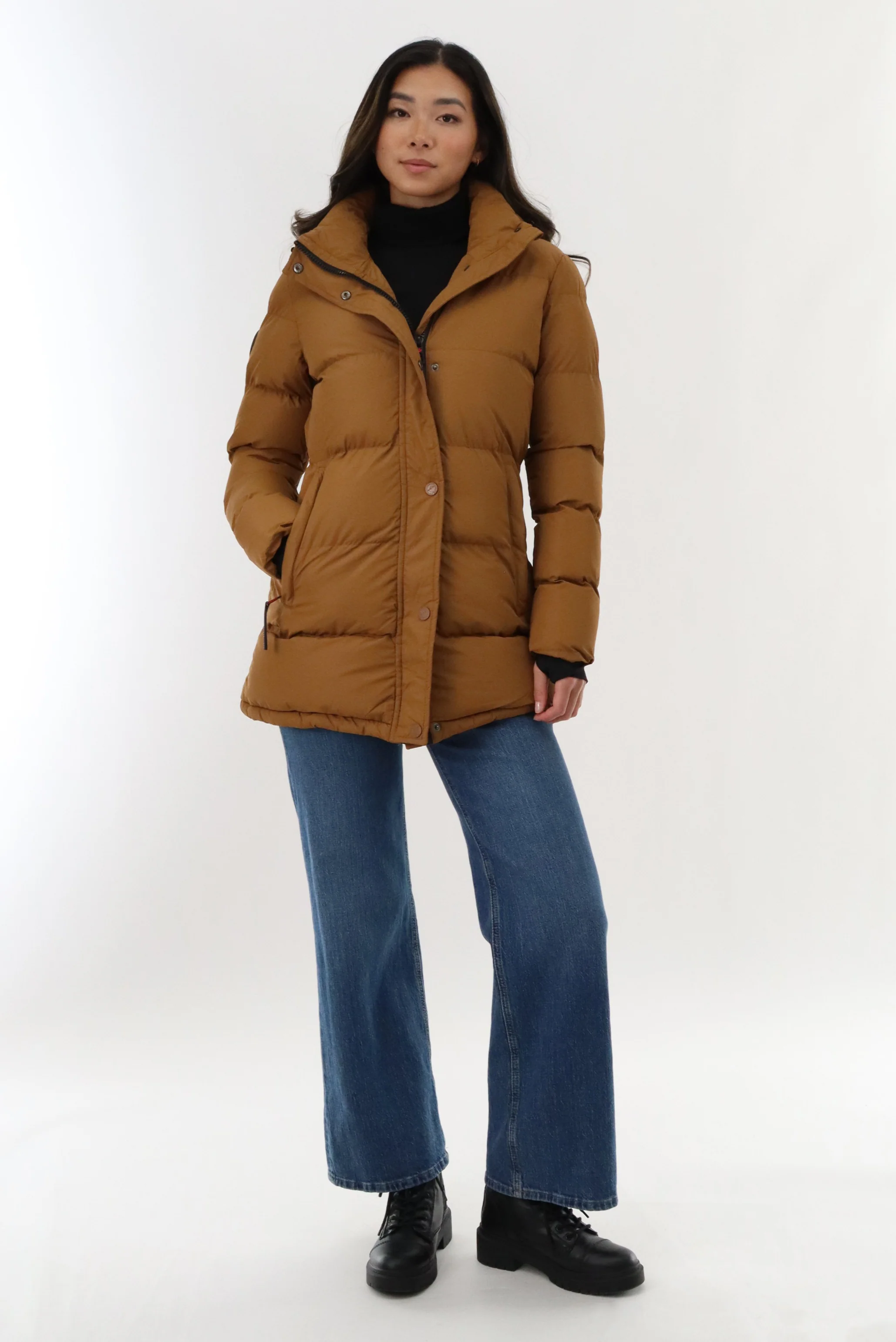 Hip Length Parka Jacket - Camel - Image 5