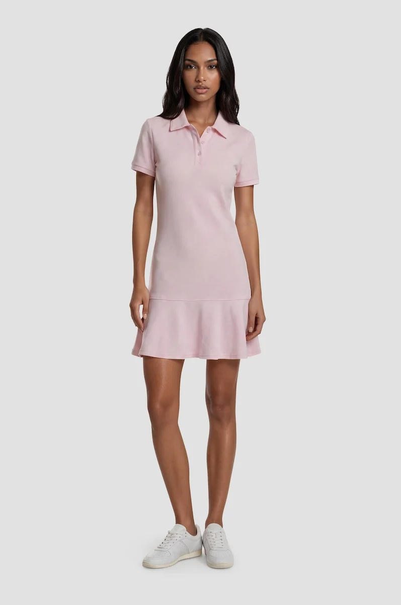 Short Sleeve Tiered Dress - Blush