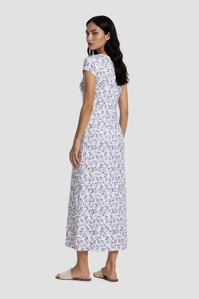 Round Neck Short Sleeve Maxi Dress - White - Image 2